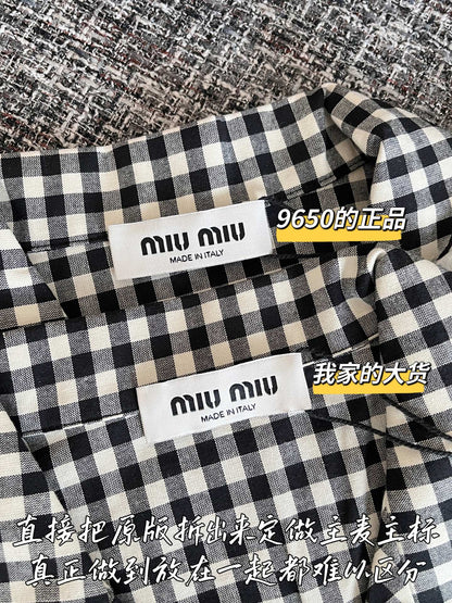 티모 공장 / 미우미우 여성 체크 반팔 셔츠