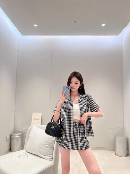 티모 공장 / 미우미우 여성 체크 반팔 셔츠