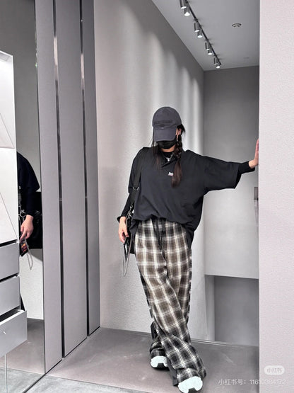 GTR / 발렌시아가 남성 여성 체크 긴 바지