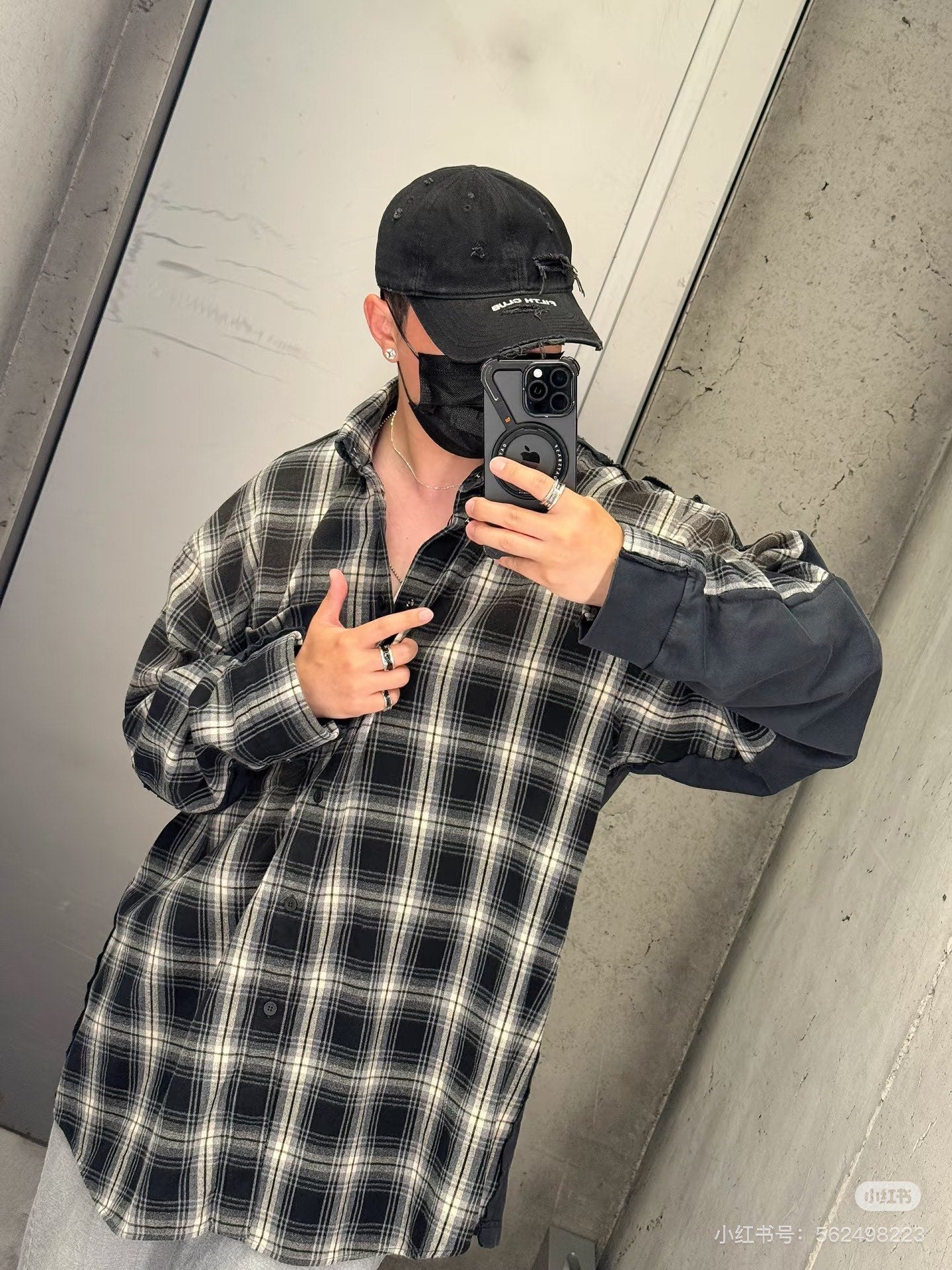 GTR / 발렌시아가 남성 체크 셔츠