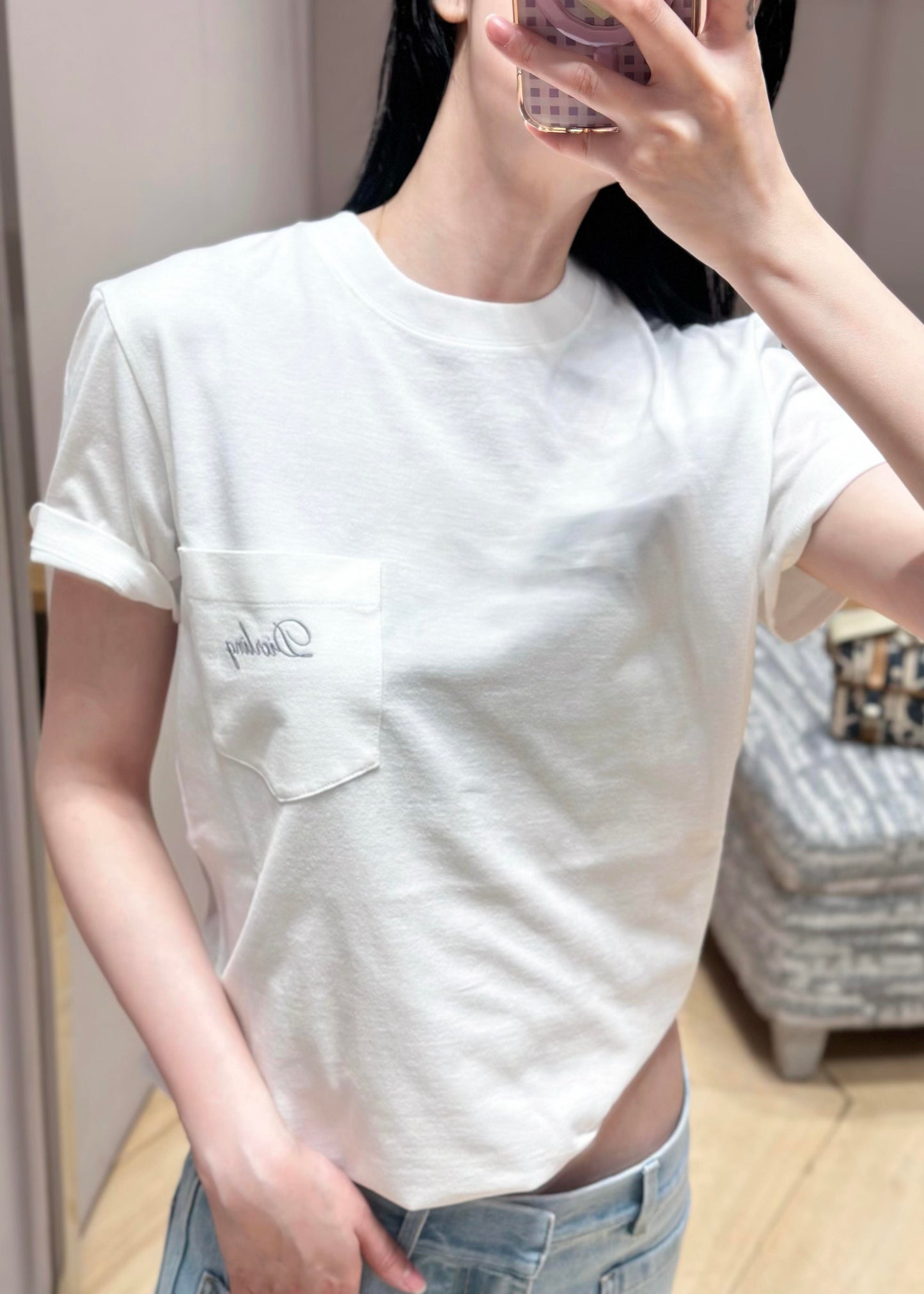 R공장 / 디올 남성 여성 그레이 반팔