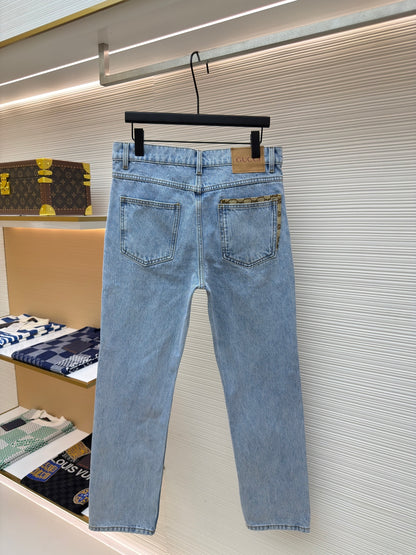 체인2호 / 구찌 남성 여성 프린트 데님 팬츠