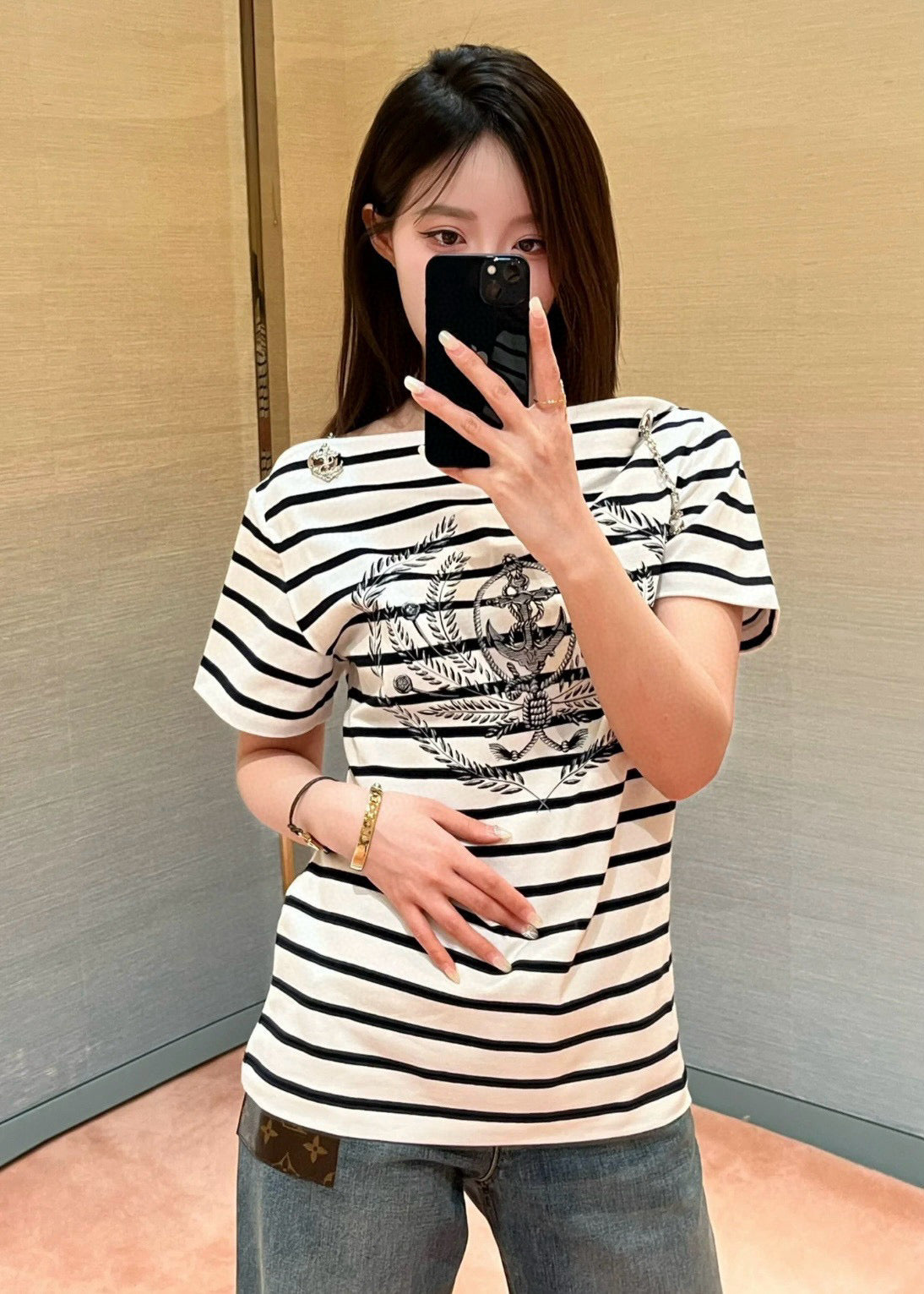 TJ셀러 / 루이비통 여성 스트라이프 반팔 티셔츠