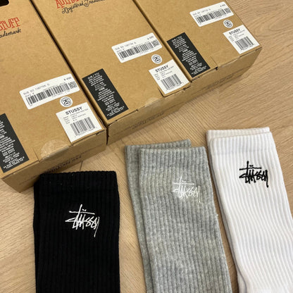 콜라 / 스투시 양말 ,  Stussy 문자 자수 미드카프 양말  (3개 한세트 가격)