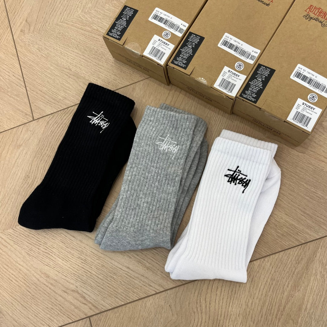 콜라 / 스투시 양말 ,  Stussy 문자 자수 미드카프 양말  (3개 한세트 가격)