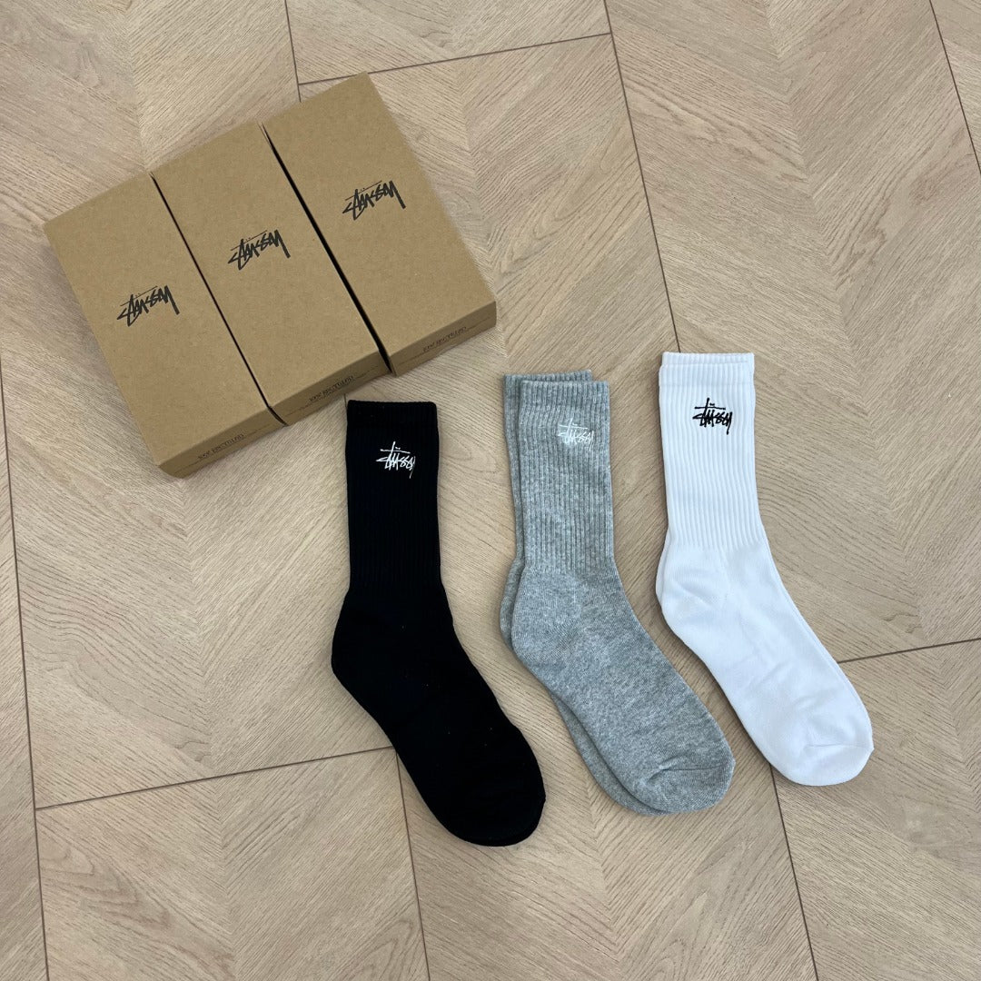 콜라 / 스투시 양말 ,  Stussy 문자 자수 미드카프 양말  (3개 한세트 가격)