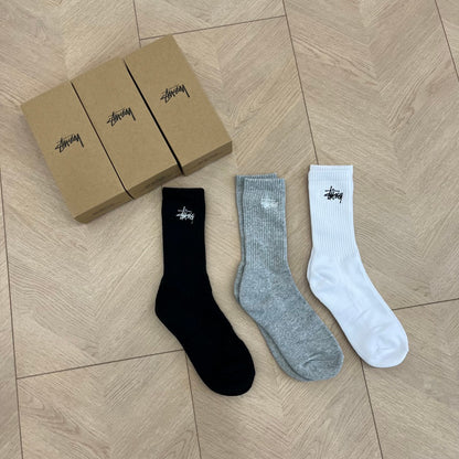 콜라 / 스투시 양말 ,  Stussy 문자 자수 미드카프 양말  (3개 한세트 가격)
