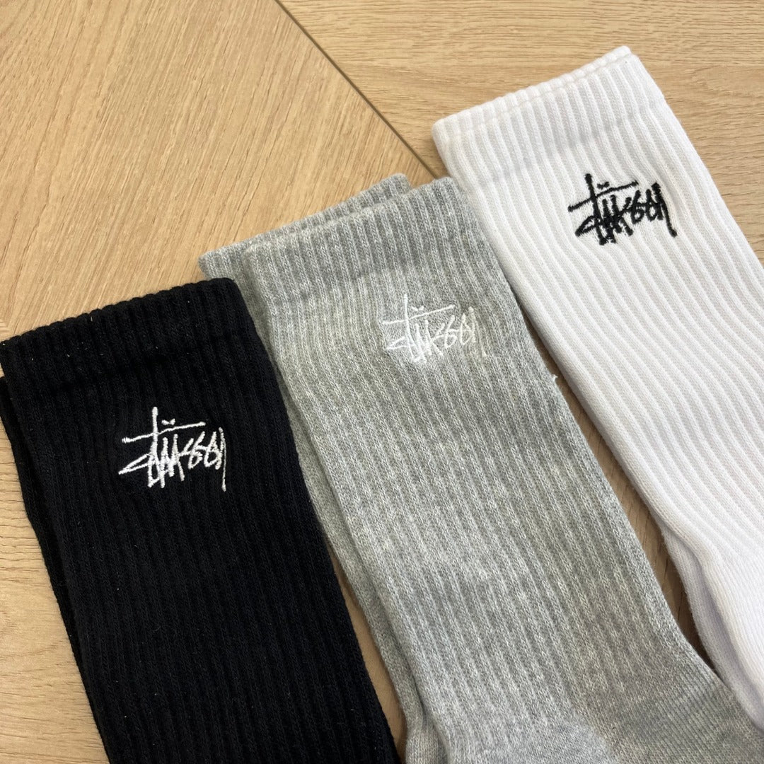 콜라 / 스투시 양말 ,  Stussy 문자 자수 미드카프 양말  (3개 한세트 가격)